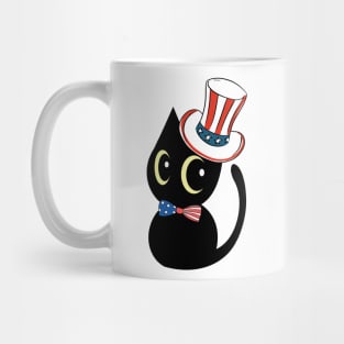 Funny black cat is ready for independence day Mug